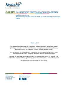 Report} 2016 KENTUCKY DIRECTORY OF MANUFACTURERS
