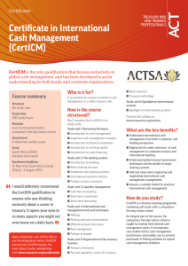Certificate in International Cash Management (CertICM)