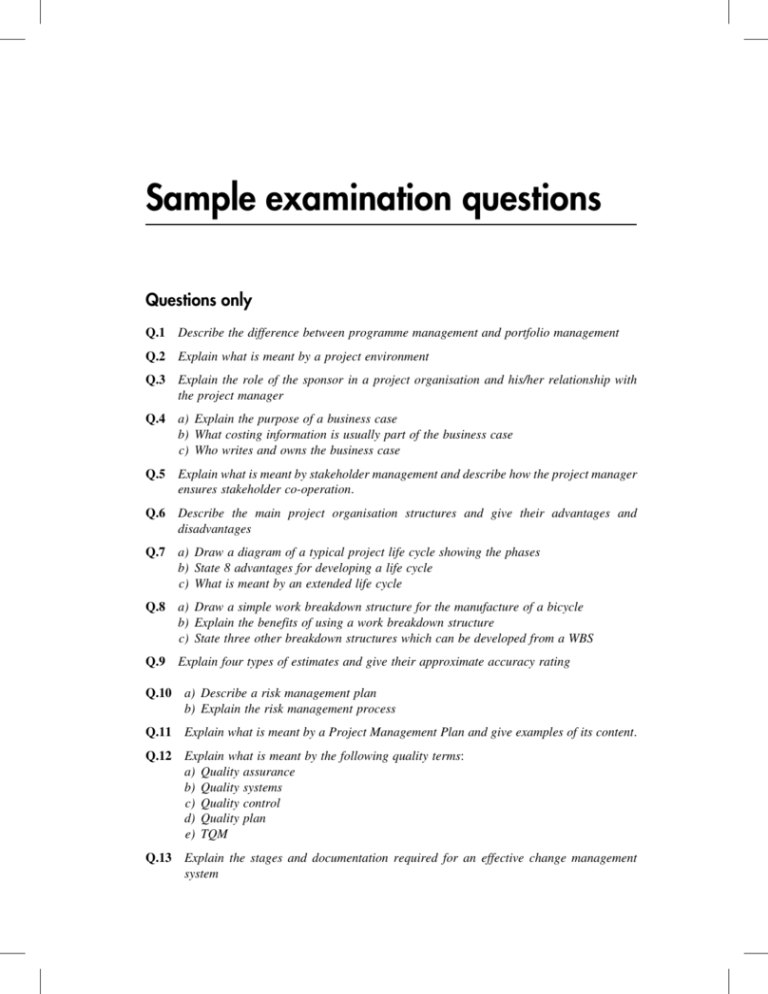 Written Exam Questions