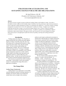 Strategies For Accelerating And Sustaining Change In Healthcare