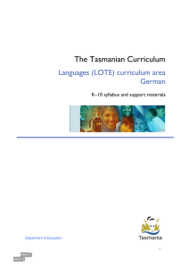 Tas Curriculum K-10 - Languages - German