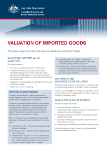 VALUAtion oF iMPoRtED GooDS - Department of Immigration and