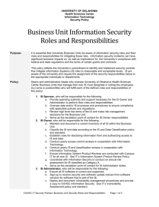 Business Unit Security Roles and Responsibilities Policy