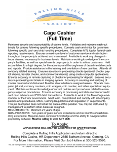 Cage Cashier (Full Time)