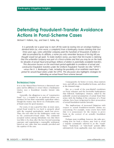 Defending Fraudulent-Transfer Avoidance Actions in Ponzi