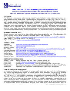 MBA MKT 405 -‐ OL 01 • INTERNET (WEB PAGE) MARKETING