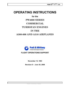 OPERATING INSTRUCTIONS for the PW4000 SERIES COMMERCIAL TURBOFAN