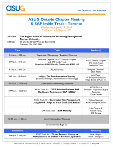 ASUG Ontario Chapter Meeting & SAP Inside Track