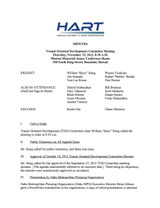 HART Transit-Oriented Development Committee Meeting Minutes