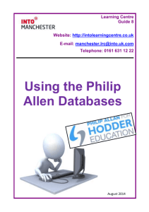 Using the Philip Allen Databases - Into Manchester Learning Centre
