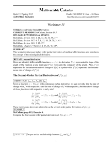 Multivariable Calculus Worksheet 13