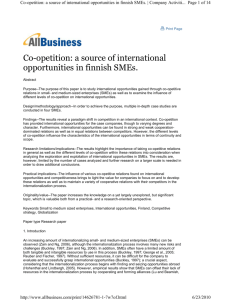 Co-opetition: a source of international opportunities in finnish SMEs.