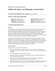 SWRK 220: History and Philosophy of Social Work