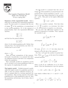 The Logistic Population Model Math 121 Calculus II