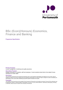 BSc (Econ)(Honours) Economics, Finance and Banking