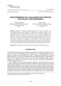 User Experience As A Challenge for Cognitive Psychology and