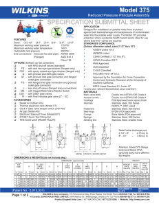 SPECIFICATION SUBMITTAL SHEET Model 375