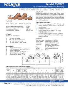 SPECIFICATION SUBMITTAL SHEET Model 950XLT