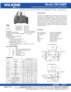 SPECIFICATION SUBMITTAL SHEET Model ZW109BP