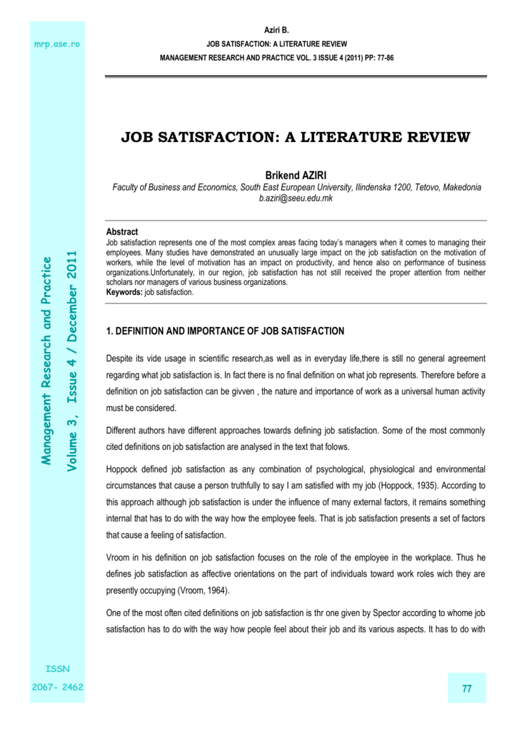 research paper on job satisfaction