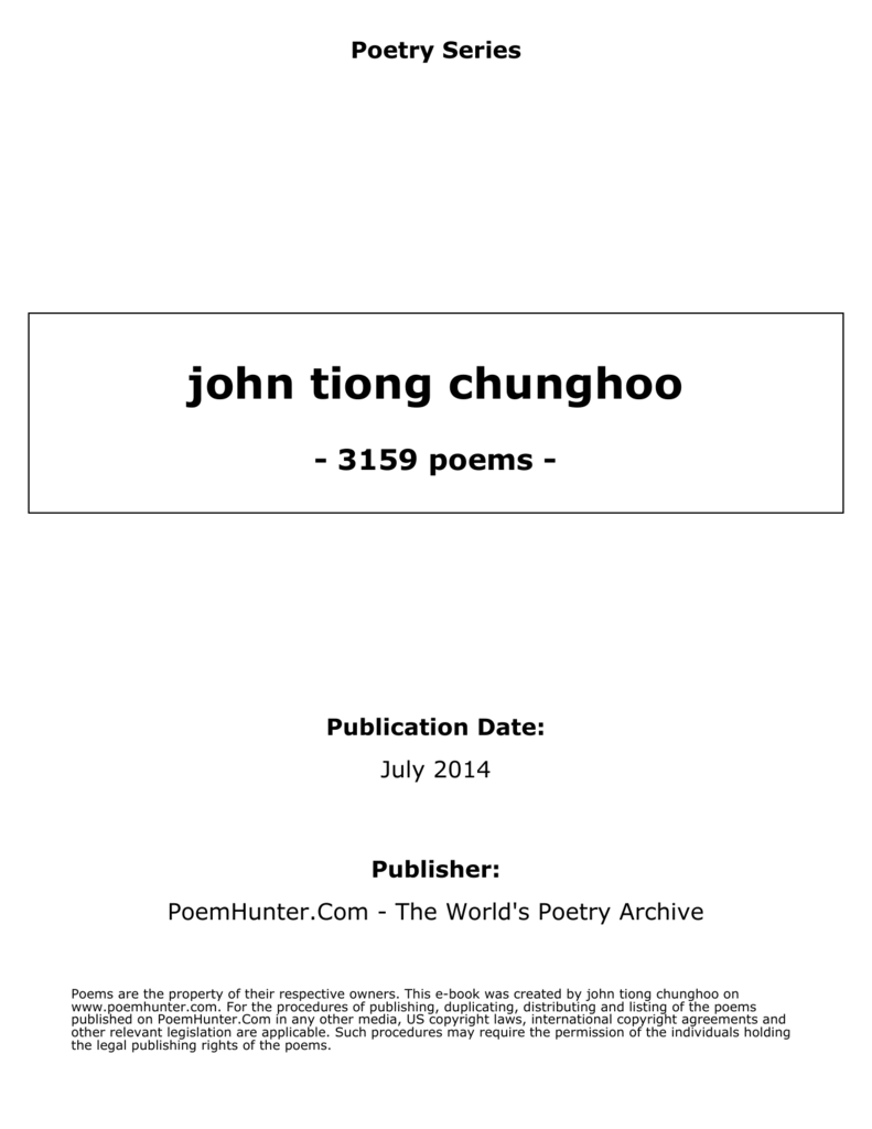 John Tiong Chunghoo Poems