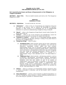 Republic Act No. 6425 - Food and Drug Administration Philippines