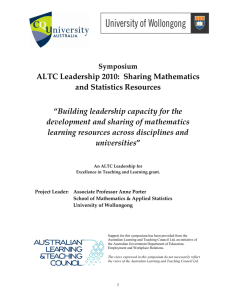 ALTC Leadership 2010: Sharing Mathematics and Statistics