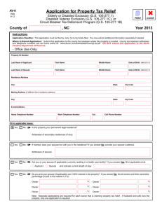 Application for Property Tax Relief