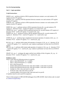 Low-level programming Lab 4 – Logic operations Useful instructions