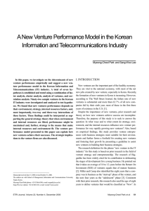 A New Venture Performance Model in the Korean