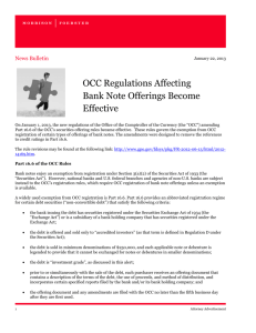 OCC Regulations Affecting Bank Note Offerings