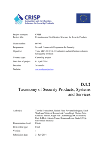 Taxonomy of Security Products, Systems and Services