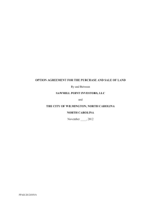 OPTION AGREEMENT FOR THE PURCHASE AND SALE OF LAND