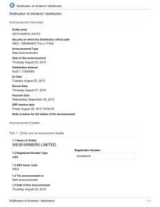 Notification of dividend / distribution