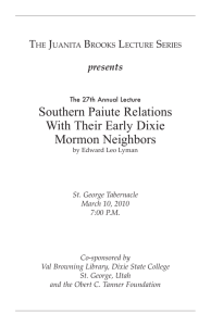 Southern Paiute Relations With Their Early Dixie Mormon Neighbors