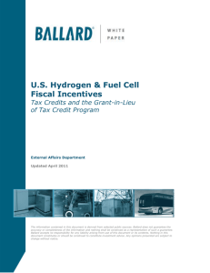 U.S. Hydrogen & Fuel Cell Fiscal Incentives: Tax Credits and the