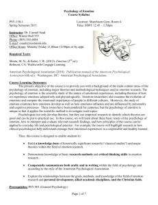 Page 1 of 7 Psychology of Emotion Course Syllabus PSY-150