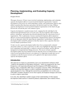 Planning, Implementing, and Evaluating Capacity Development 1