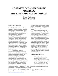 learning from corporate mistakes: the rise and fall of iridium
