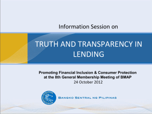 TRUTH AND TRANSPARENCY IN LENDING