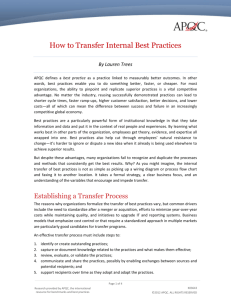 How to Transfer Internal Best Practices