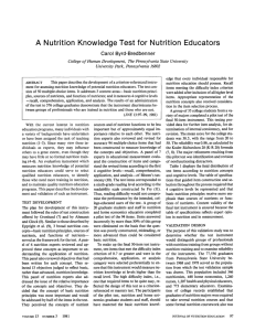 A nutrition knowledge test for nutrition educators