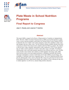 Plate Waste in School Nutrition Programs: Final Report to Congress