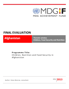 Afghanistan - Nutrition - Final Evaluation Report