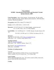 Class Syllabus EE2001 : Introduction of Electronic and Electrical