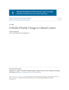 Kagitcibasi: A Model of Family Change in Cultural Context