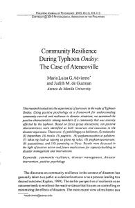 Community Resilience During Typhoon Ondoy: The Case
