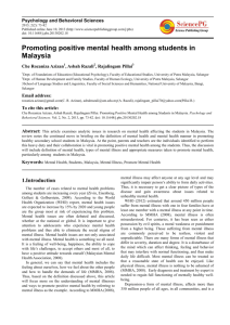 Promoting positive mental health among students in Malaysia