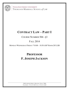 Fall 2014 Contract Law Section 3 Syllabus