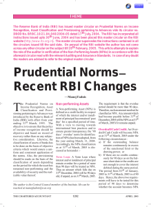 Prudential Norms— Recent RBI Changes